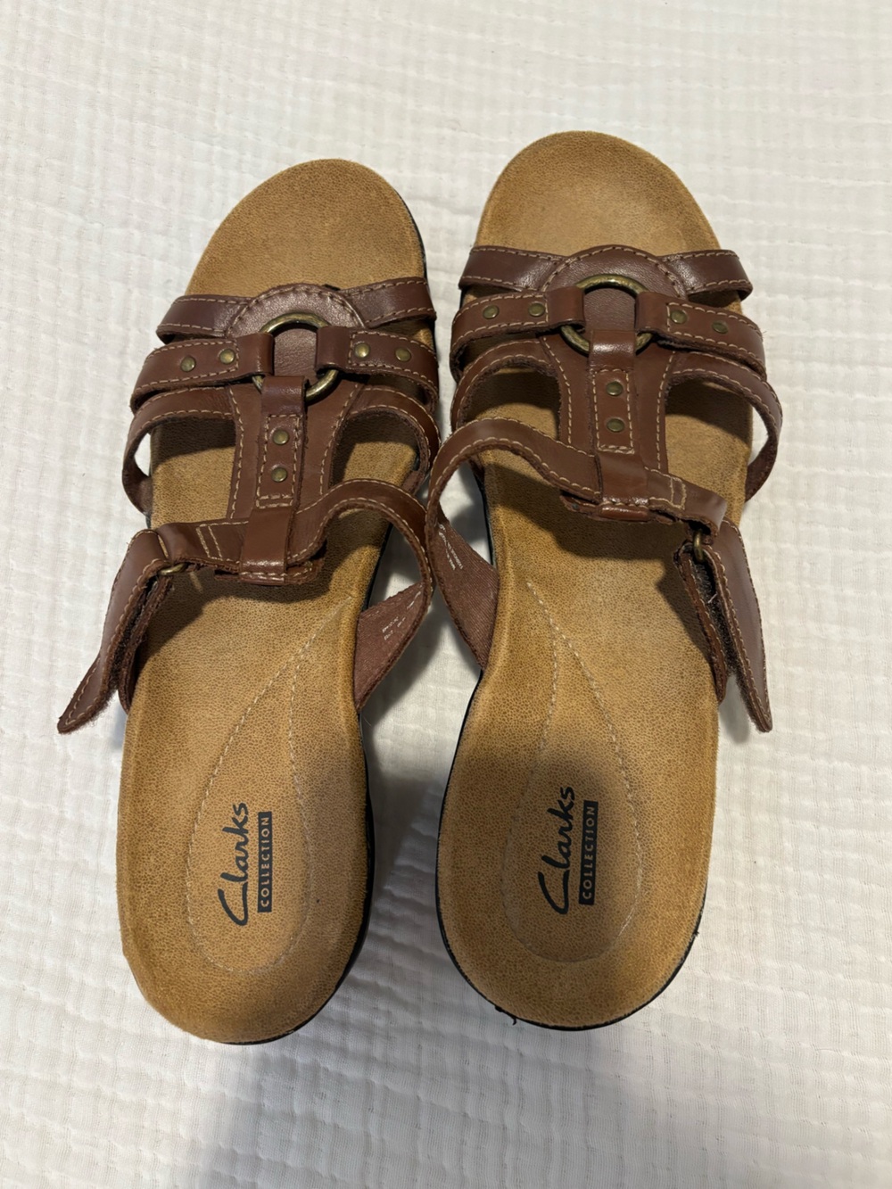 Clarks Women’s Brown Leather Strap Sandals